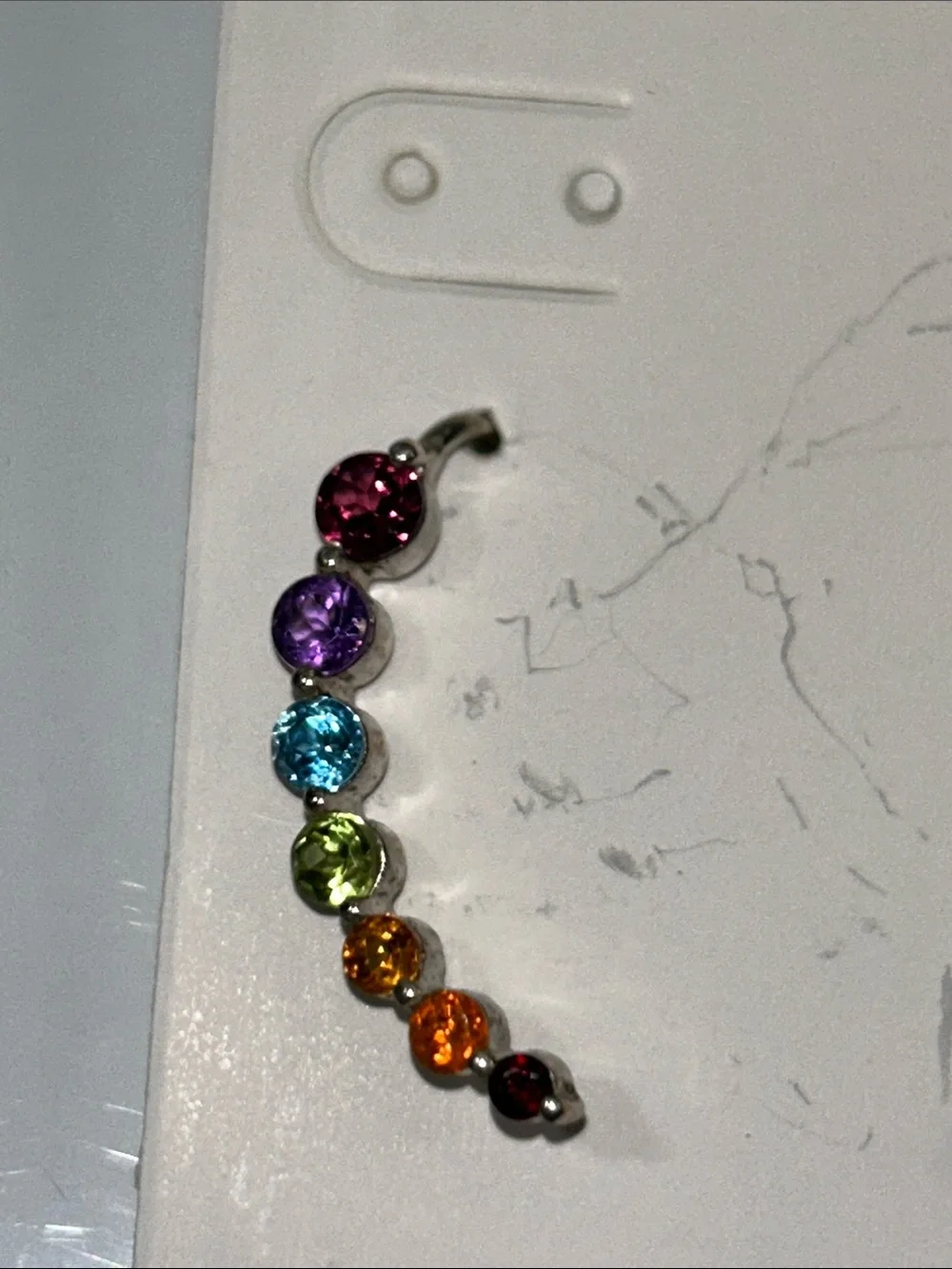 NWT NYC 11 Sterling Silver Genuine Multi Gemstone Curved Line Earrings